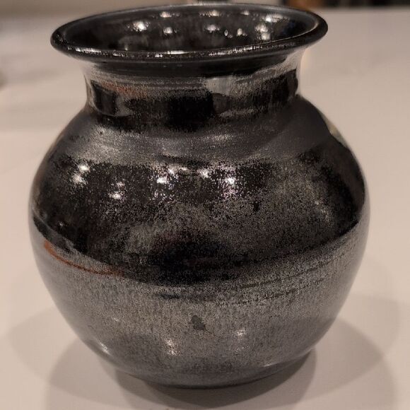 Studio Art Pottery Hand Thrown Mottled Glaze Ceramic Vase Artist signed - Picture 4 of 9